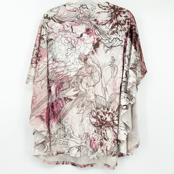 Catherines Womens Lagenlook Beaded‎ Sequin Velvet Batwing Floral Blouse Top 2X - Picture 8 of 8